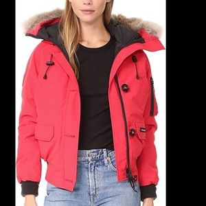 Canada Goose Red Down Chilliwack Bomber w/ Fur Hood